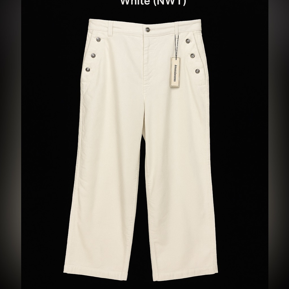 Juicy Couture Coastal Crop Wide Leg Corduroy Pants Marshmallow White (NWT)